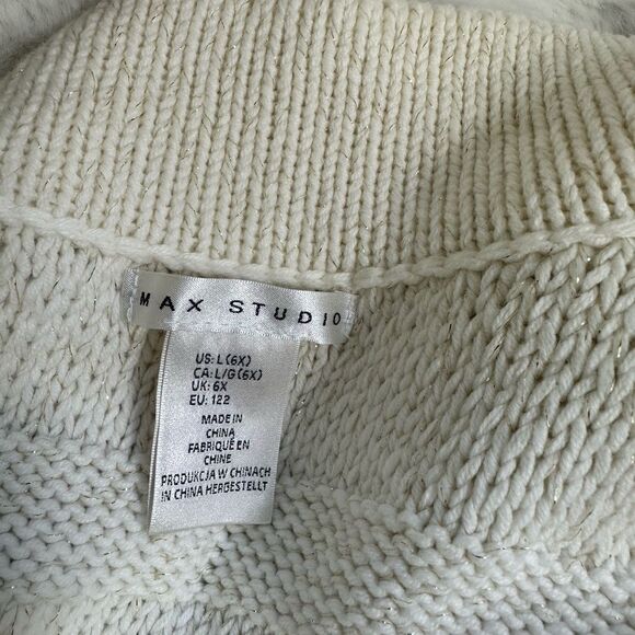 Max Studio Acrylic Blend Chunky Knit Stripe Cardigan Tunic Jacket Sweater 6X - Picture 9 of 9